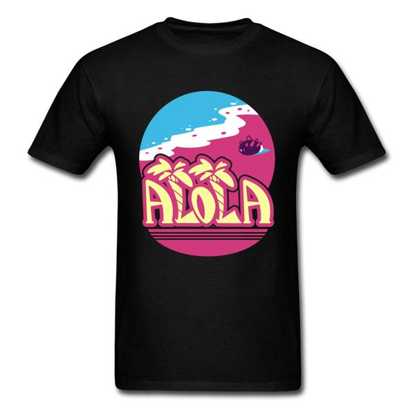 

vintage alola tee shirt men black holiday beach view clothing colorful hip hop tshirt groups t-shirt cotton tees