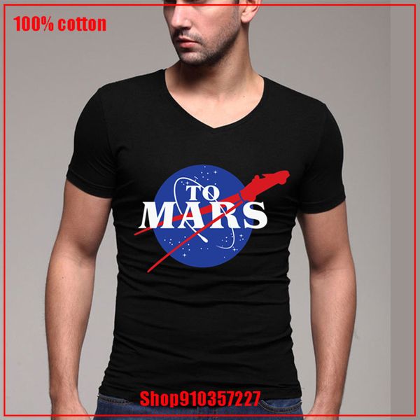 

spacex to mars team v-neck t-shirts anti-wrinkle cotton pop homme comfortable all cotton tees loose