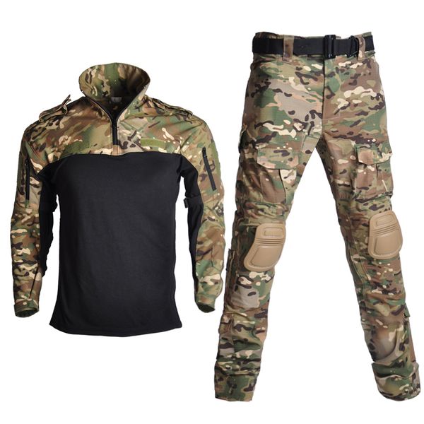 

единые тактические костюмы камуфляж охоты одежда для пейнтбола sniper combat shirtpants elbow / наколенники, Blue;black