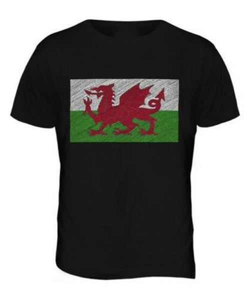 

wales scribble flag mens t-shirt tee giftfootball shirt confortable tee shirt