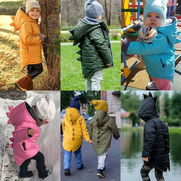 

dinosaur cartoon jacket for boy girl winter thick hoodie zipper coat warm jacket 3d outwear hooded coats jackets 1-7y, Blue;gray