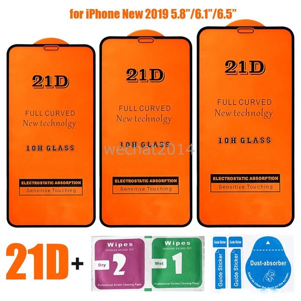 

100pcs for iphone 11 pro max x xr xs max 21d tempered glass for iphone 6 6s 7 8 plus screen protector glass