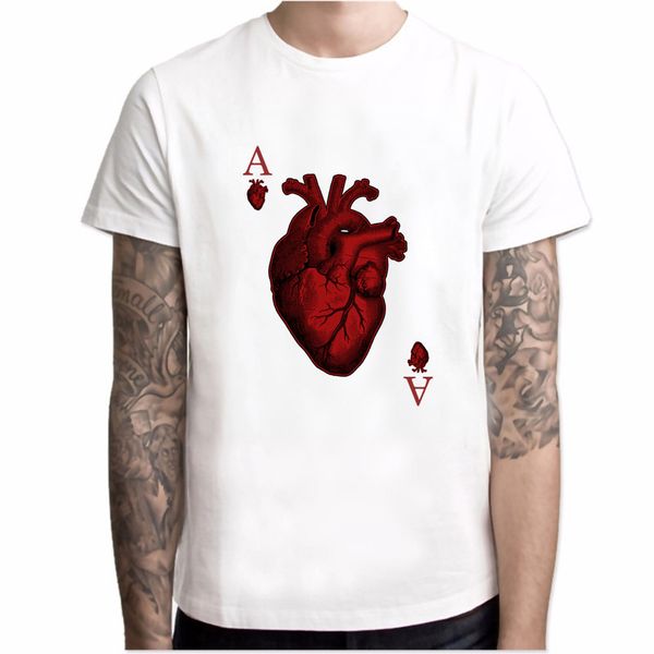 

2019 new t shirt men fashion designer heart poker t-shirt harajuku funny tee shirts hipster o-neck white cool tee
