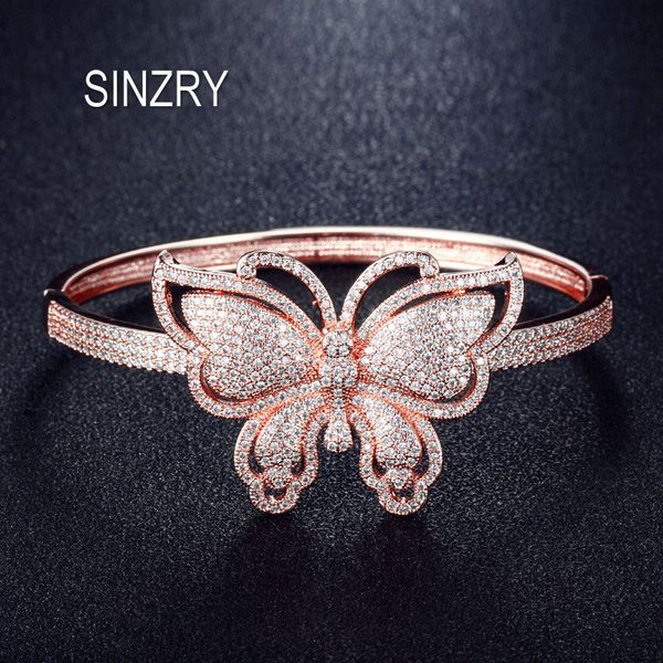 

sinzry personality white cubic zirconia butterfly charm bangles trendy exaggerated cuff bangles for women, Black