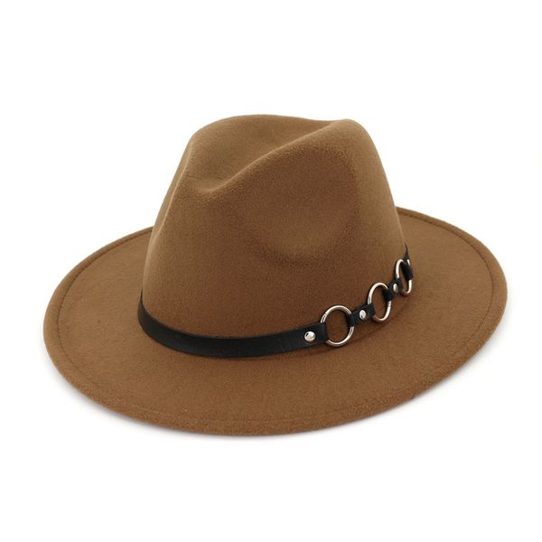 

wool felt metal ring simple belt flat eaves jazz hats european american round caps bowler hats, Blue;gray
