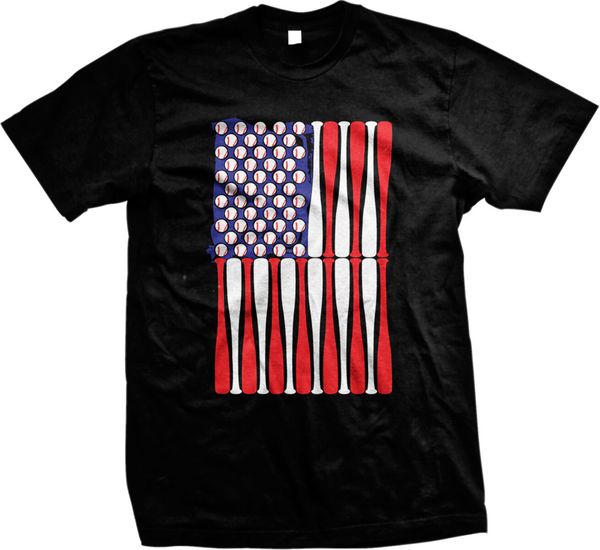 

american flag baseballs bats america usa fourth of july mens t-shirt