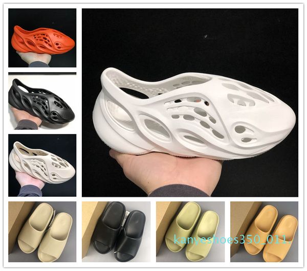

foam runner kanye west clog v2 sandals triple black white slides fashion slippers women mens beach sandals flip flops 36-45 k11