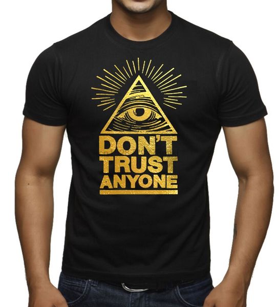 

мужские reflective gold foil dont trust любой черной тенниска иллюминаты глаза tee