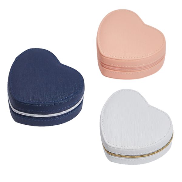 

heart-shaped jewelry box jewelry storage box earrings bracelet storage bag, Pink;blue
