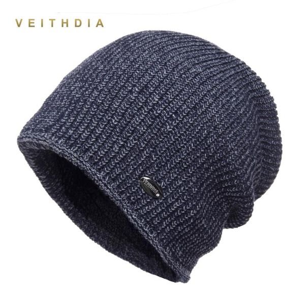 

beanies veithdia double layer skullies hats for men knitted plus velvet patchwork color cap winter mens hat gorro thick warm