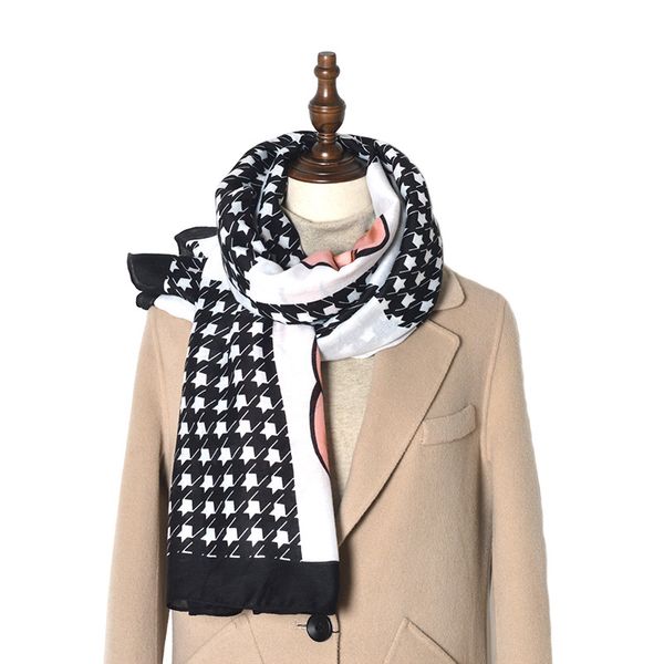 

2020 winter warm shawl scarf ladies cotton soft houndstooth flower design scarf muslim turban, Blue;gray