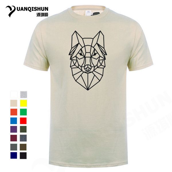 

cartoon geometric wolf animal t-shirt 2018 teens fashion tshirt cute animal wolf head men t shirts simple line art design tees