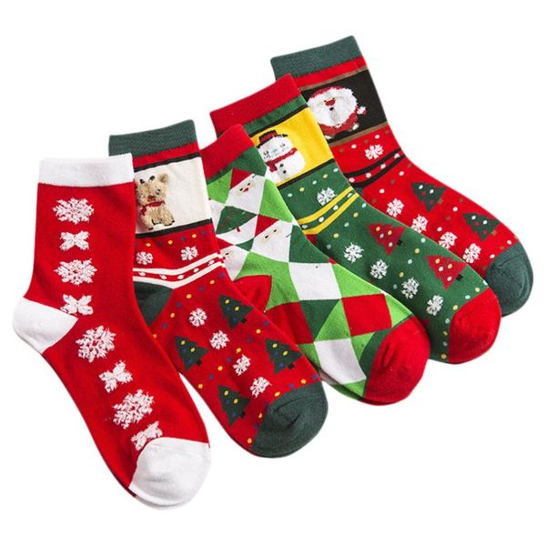 

christmas decorations 5 pairs cute woman socks knee-high stockings cartoon for autumn winter home