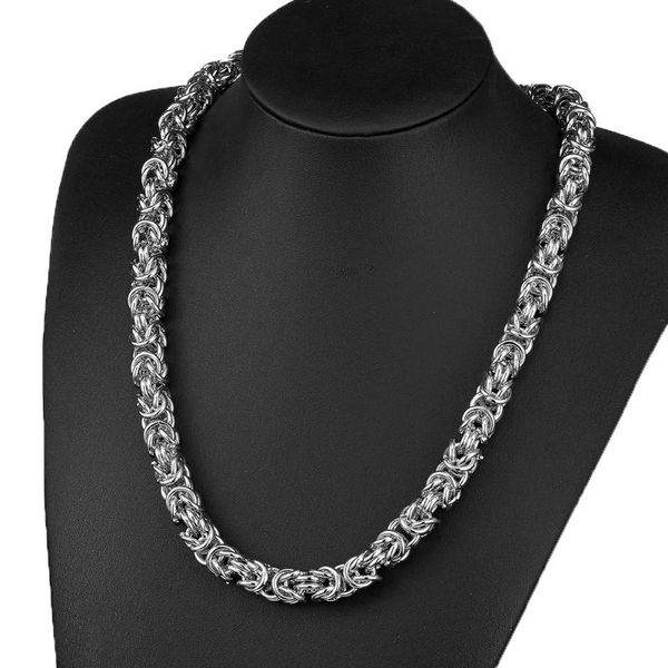 

granny chic 10mm wide chain necklace for men stainless steel silver color byzantine link mens necklaces chains fashion jewelry