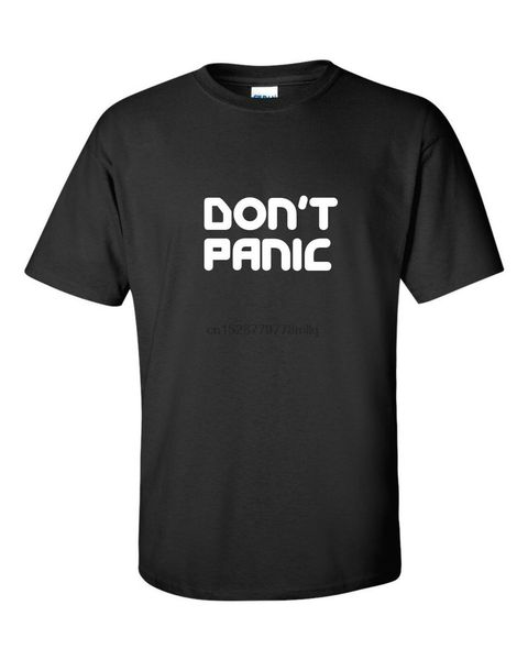 

dont panic funny mens t shirt hitchhikers guide to the galaxy movie