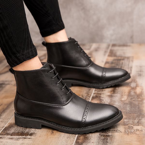 

new 2020 autumn early winter shoes men boots fashion brand men ankle boots male business shoes non-slip a1910, Black