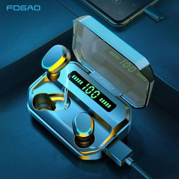 

tws bluetooth 5.0 earphones 2200mah charging box wireless headphone 9d stereo sports waterproof earbuds headsets with microphone