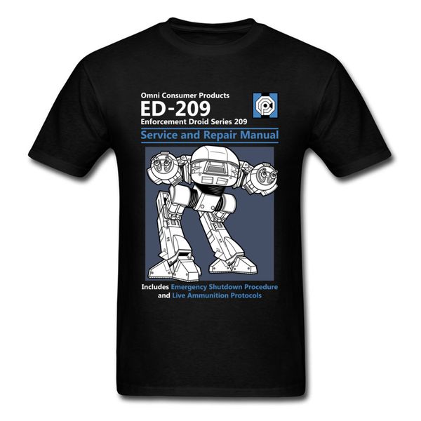 

blue men t shirt summer fashion casual tshirt printing robot ed 209 men's full cotton clothing mens tee shirt