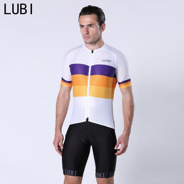 

lubi cycling set jersey men bib shorts suit kit sport clothing summer road clothes wear bike italian high fabric and sponge pad, Black;blue