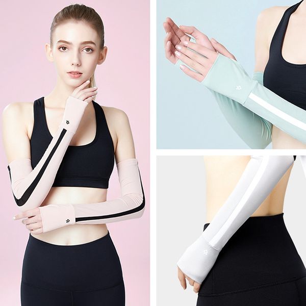 

1 pair arm sleeves sports safety running warmers sun uv protection hand sleeve cover cooling warmer for golf cycling fishing, Black;gray