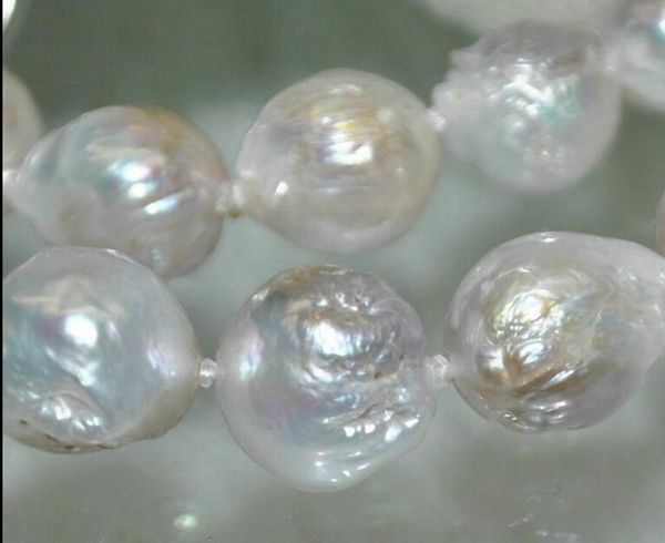 

chains 11-13mm natural south classic baroque white pearl necklace 36inch 50", Silver