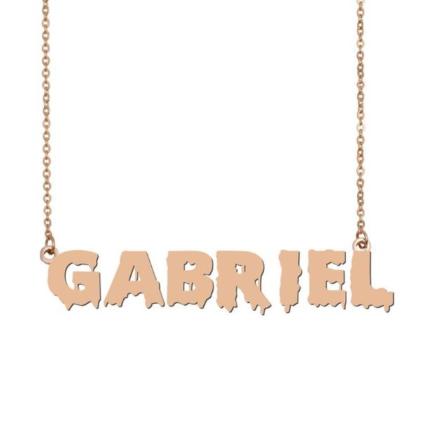 

pendant necklaces gabriel name necklace , cool bloody art for halloween and santa's day jewelry gift kids boys girls, Silver
