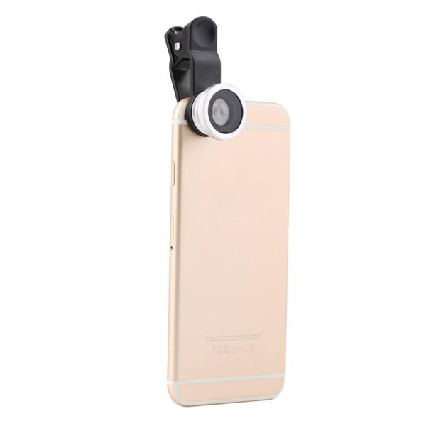 

silver 3 in 1 clip camera lens fish eye wide angle macro kit for smart phone