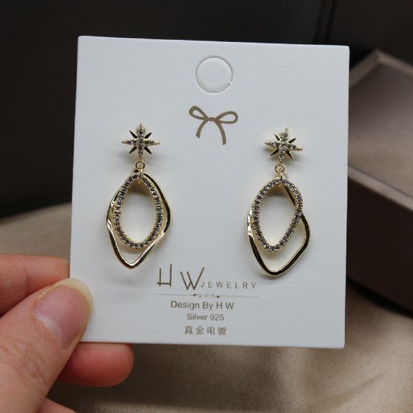 

stud shiny side fashion brand jewelry crystal star earrings for women gift irregular geometric, Golden;silver
