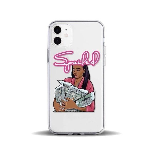 

melanin poppin transparent phone case for samsung s8 s9 s10 fashionable luxury black girl phone case for iphone 6 iphone 11 phone case