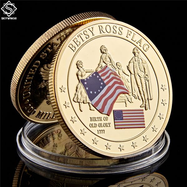 

1777 united states history collection commemorative betsy ross flag emorial continental meeting metal usa coin collection