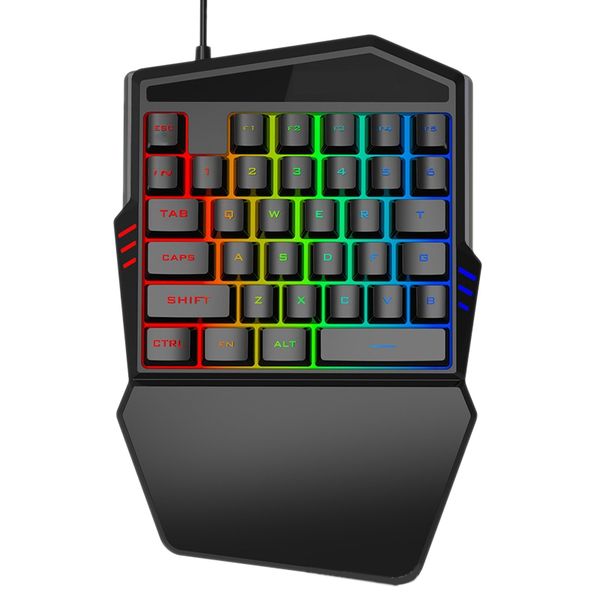 

one-handed keyboard rgb gaming keyboard 35 keys led left hand mini keypad for mobile game
