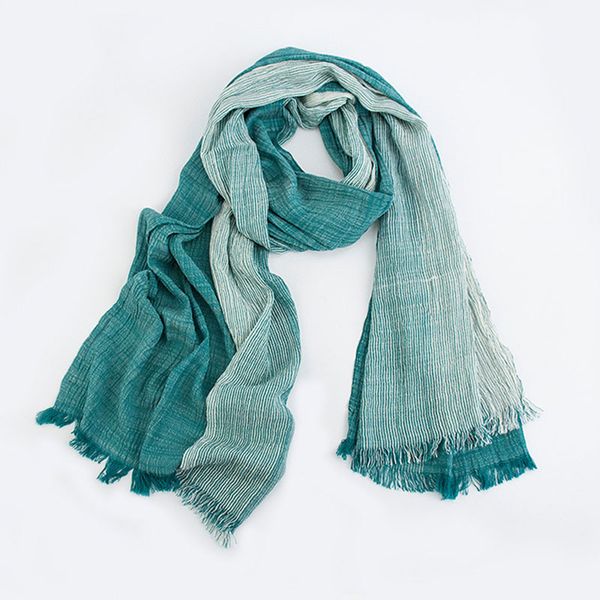 

gradient crinkle scarves striped cotton linen men women scarf wrinkled scarves soft tassel long shawls wrap hijab scarf, Blue;gray