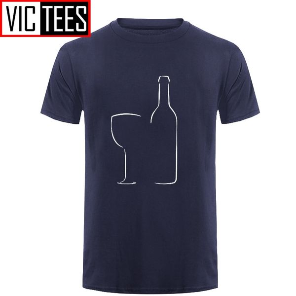 

мужчины summer wine glass и бутылка футболка мода o-образный вырез хлопок t-shirt одежда tops