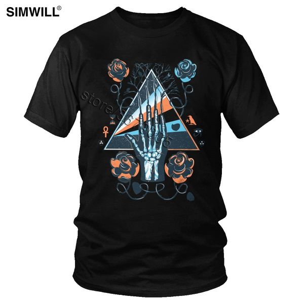 

era египетского глаза tshirt мужчина ретро с короткого рукавом хлопок футболка triangle птица скелет руки роза tshirt негабаритного тройник