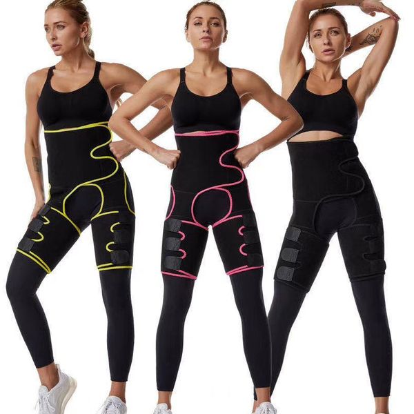 

3-in-1 women sweat thigh trimmers leg shaper body neoprene slimming belt control fat burning wraps thermo belt waist trainer