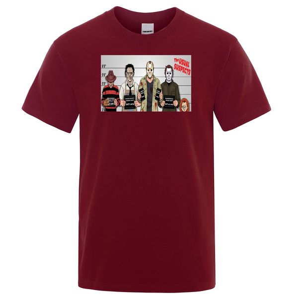 

the usual suspects horror movie film leatherface halloween cartoon print t-shirt men short sleeve o-neck t shirt cool tees