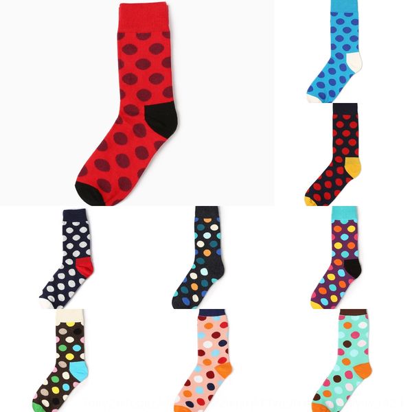 

модный бренд счастливые socks же полька стиль точка большие волны чулки чулки точка контрастного цвета творческой модной мужской средней дли, Black