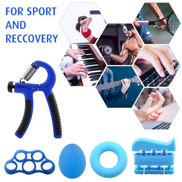 

6 pcs finger hand grip kit silicone ring gripper strengthener exerciser trainer resistance band fitness expander stretcher ring