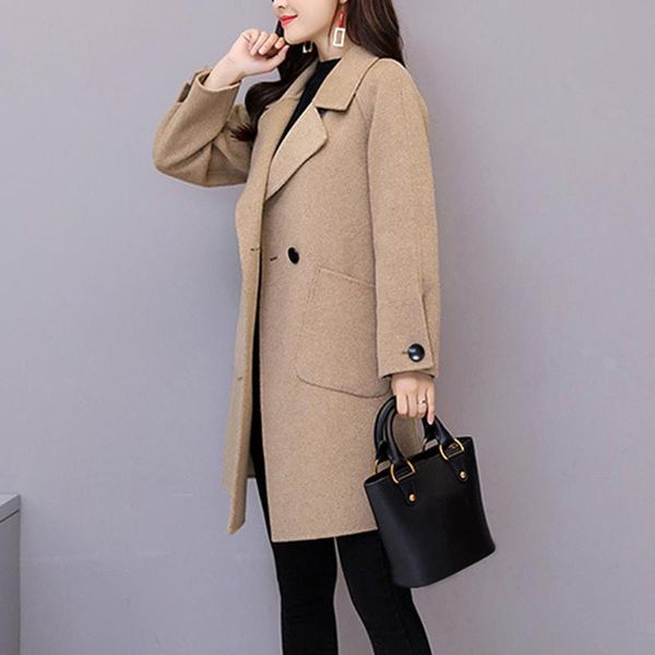 

winter fashion slim coat women long-sleeved casual medium long slim manteau femme abrigos mujer invierno 2020 w1017, Black