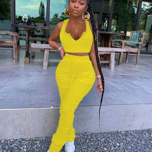 

cy3933 women's t-shirt and trousers pleated trousers + v zero sleeveless t-shirt fashion suit r5ci5, Gray