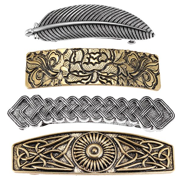 

4pack барретт держатель celtic резные клип выпуклые волос волос decor headress, Slivery;golden
