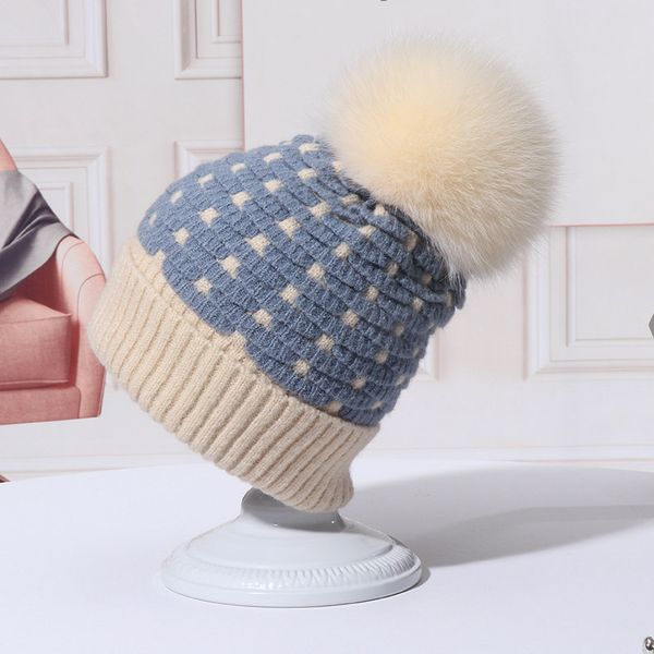 

beanie/skull caps casual knitted beanie hat women autumn winter polka dot print skiing plush fashion warm skull woolen rh, Blue;gray