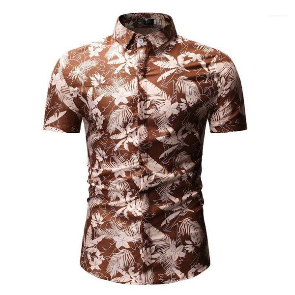 

contrast color turn-down collar tees casual short sleeve tees male clothing mens designer leaf print t-shirts fashion, White;black