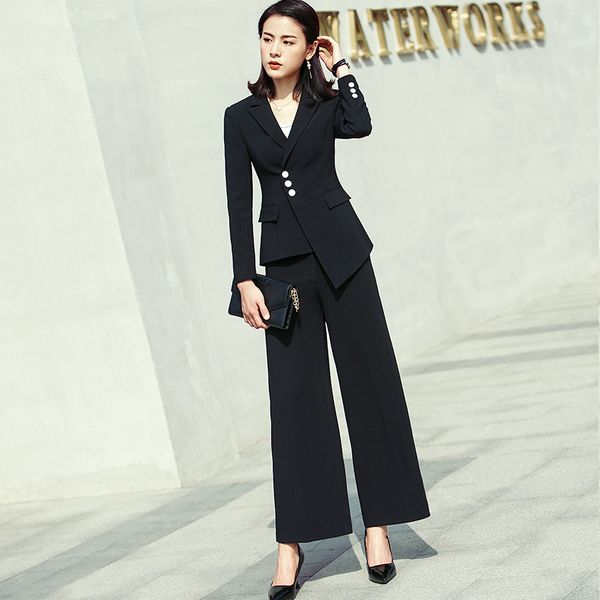 

women's two piece pants irregular suits for women casual office business suitspants work wear sets uniform styles elegant pant two-piec, White