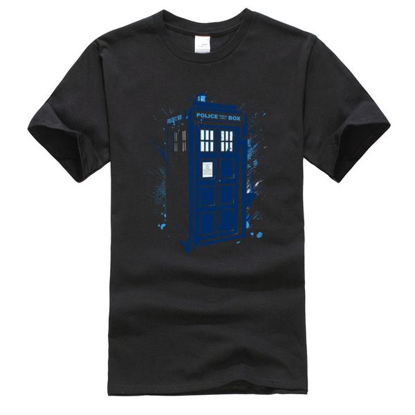 

splashed tardis doctor who machine & tees back to the future crew neck cotton men's t-shirts 2019 party shirts