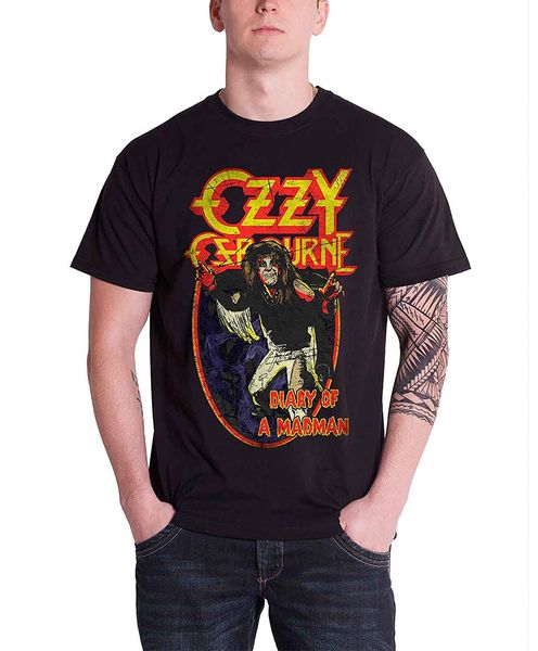 

ozzy osbourne mens t shirt black diary of a mad man official short sleeve t-shirt funny print tee