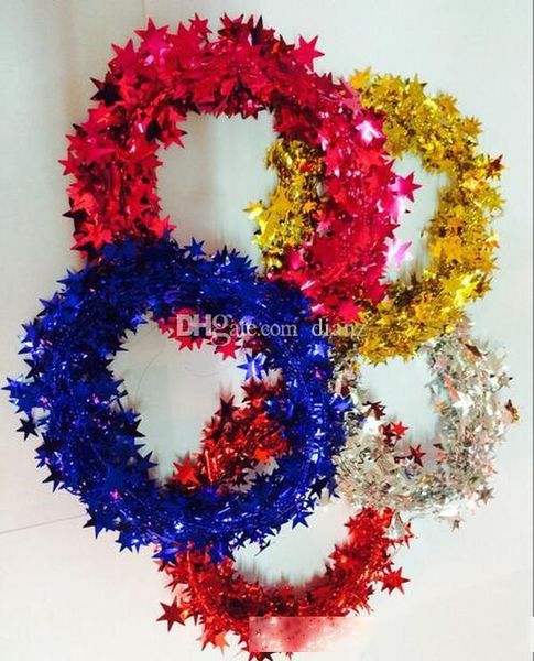 

fashion christmas tree hanging star pine garland christmas decoration ornament 5 colors 7.5m