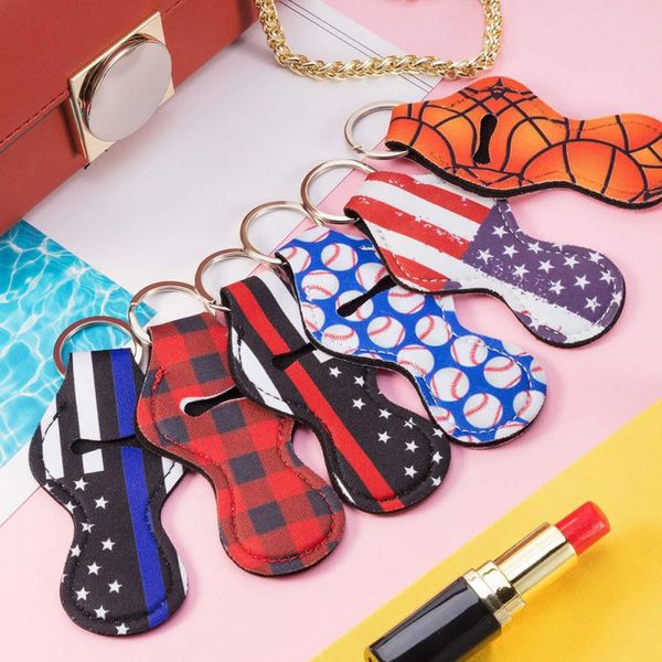 

10pcs chapstick holder keychain mini lipstick storage bag holder lightweight portable keychain pouch christmas women's gift