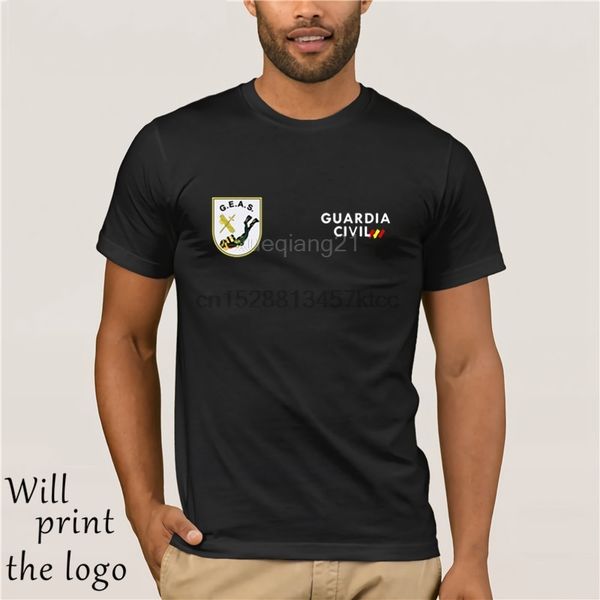 

customer customization 100% cotton 3d print custom t-shirt men 2 patterns guardia civil tshirt clothing summer t shirts men 3xl