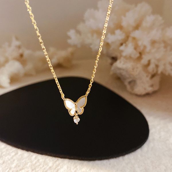

uilz temperament wild butterfly key lock bamboo clavicle chain simple fairy ins pendant necklace women cnl122, Silver